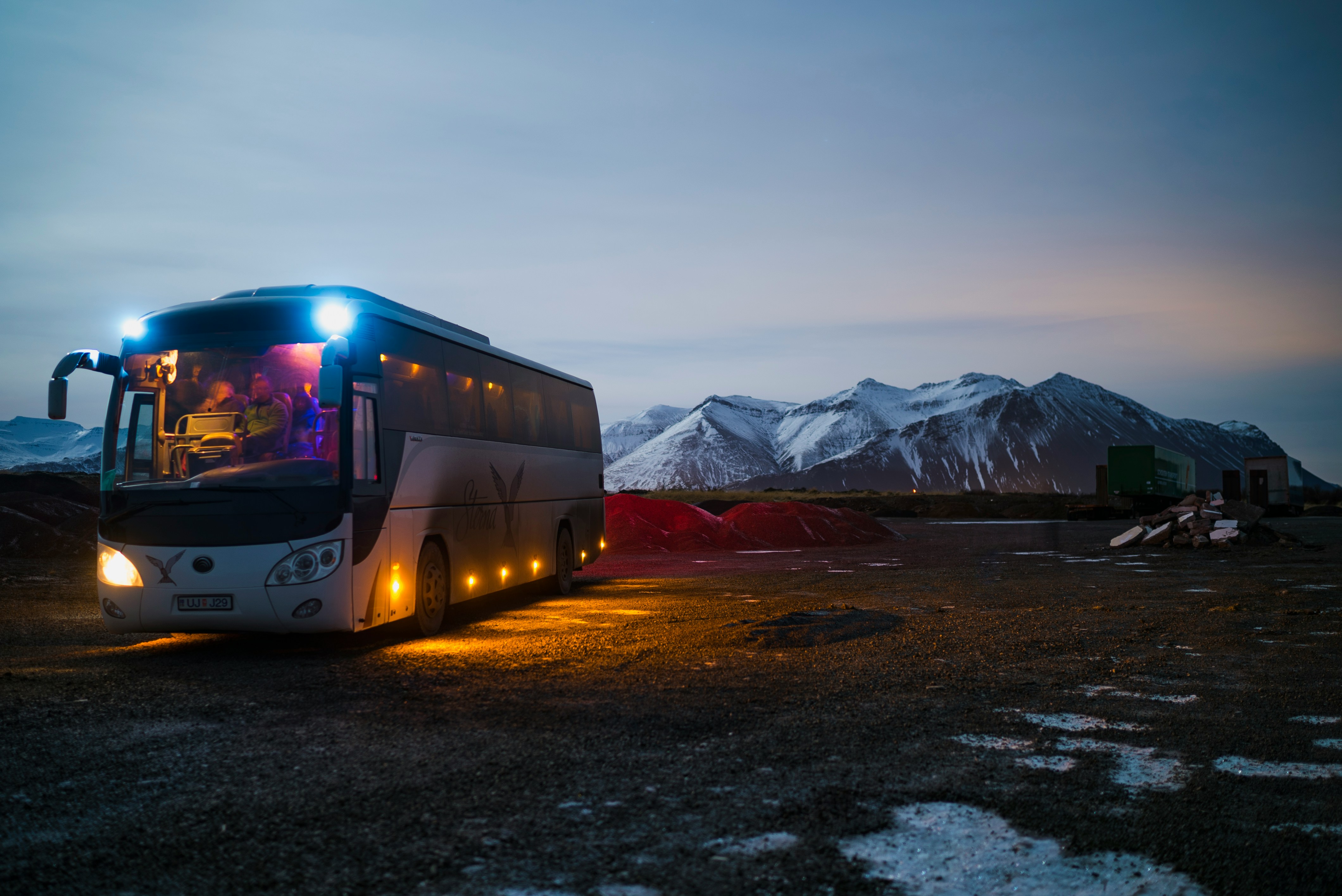 Coach bus prepared for long-distance travel